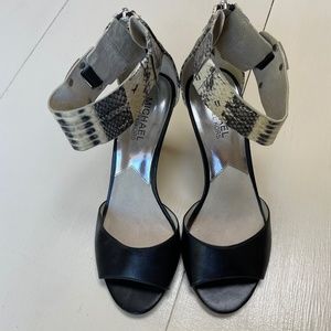 Women’s Michael Kors Animal Print Ankle Wrap with 3 inch Heel. Size 7-1/2
